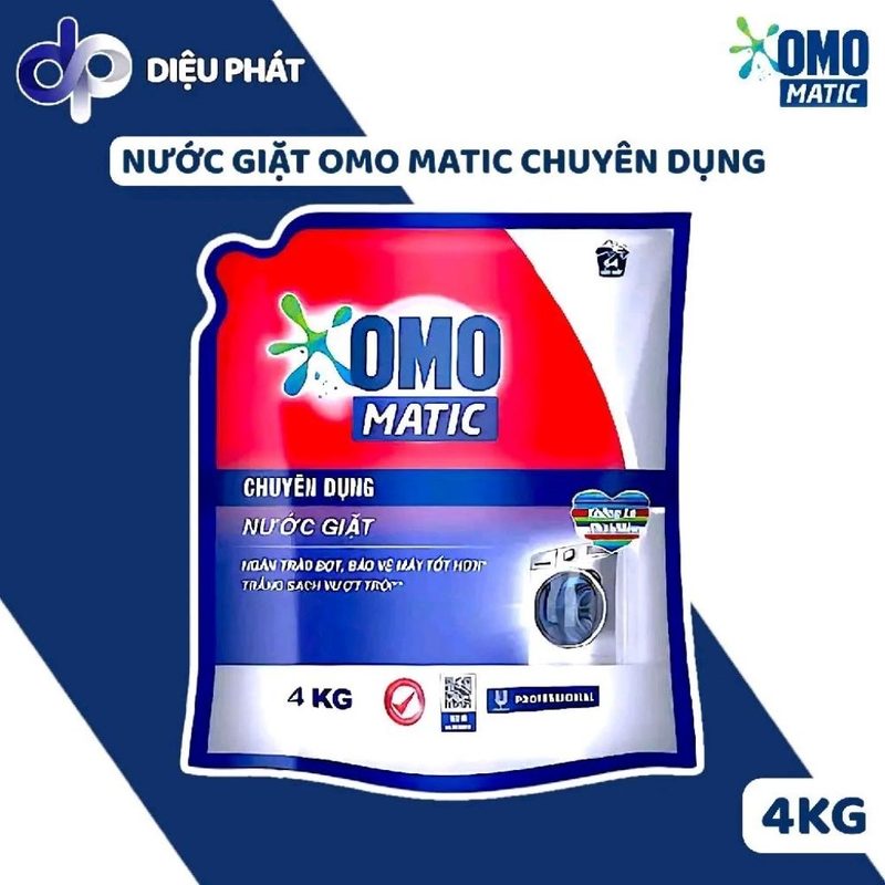 Nước Giặt OMO MATIC Chuyên Dụng Cửa Trước Túi 4Kg - Ngăn Trào Bọt, Sạch Vượt Trội - Dành Cho Giặt Ủi