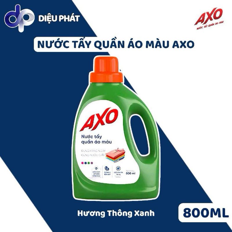 COMBO 3 Nước Tẩy Làm Sạch Quần Áo Giữ Màu AXO Hương Hoa Đào, Tươi Mát, Thông Xanh, Oải Hương, Cho Da Nhạy Cảm Chai 800ML