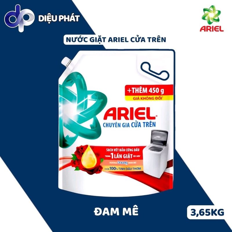 Thùng Nước Giặt Ariel Cửa Trên Túi 3.65KG - Hương Downy Nước Hoa Đam Mê Nắng Mai Oải Hương