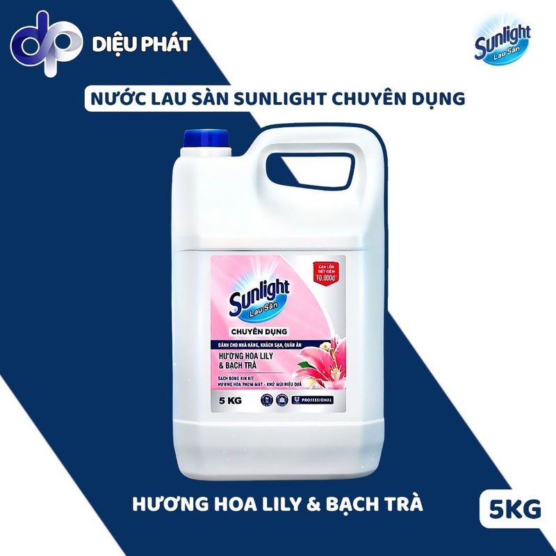 Ảnh 2 của COMBO Nước Lau Sàn Sunlight Hương Hoa Lily & Bạch Trà Can 5Kg - Làm Sạch Sàn Nhà Sáng Bóng