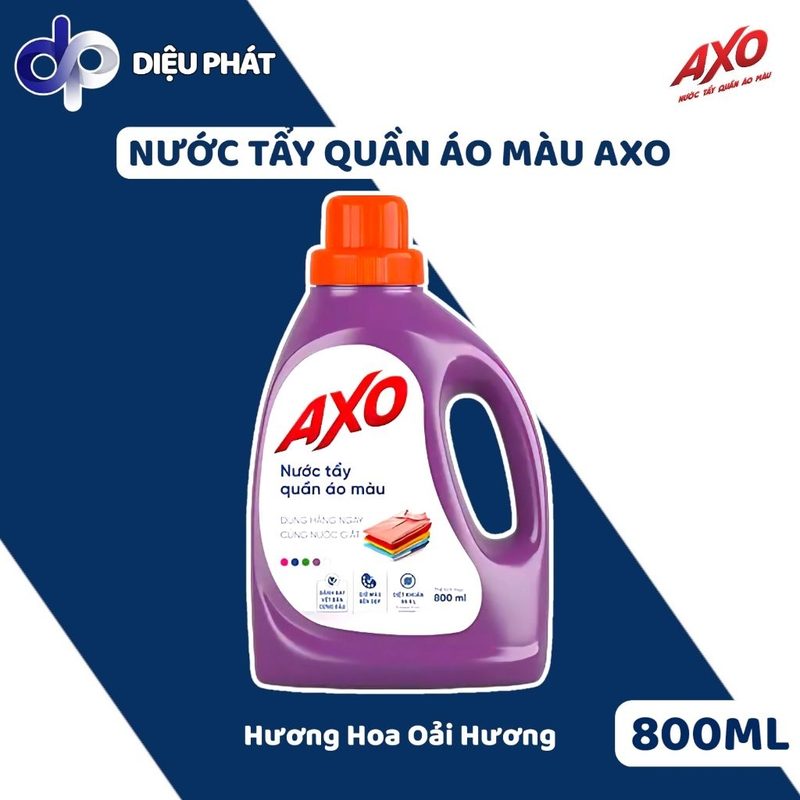 COMBO Nước Tẩy Làm Sạch Quần Áo Giữ Màu AXO Hương Hoa Đào, Tươi Mát, Thông Xanh, Oải Hương, Thanh Khiết 800ML