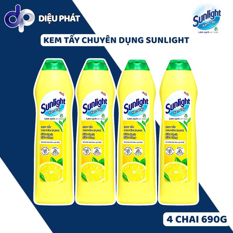 COMBO 4 Kem Tẩy Đa Năng Chuyên Dụng Sunlight Chai 690G Siêu Làm Sạch Siêu Sáng