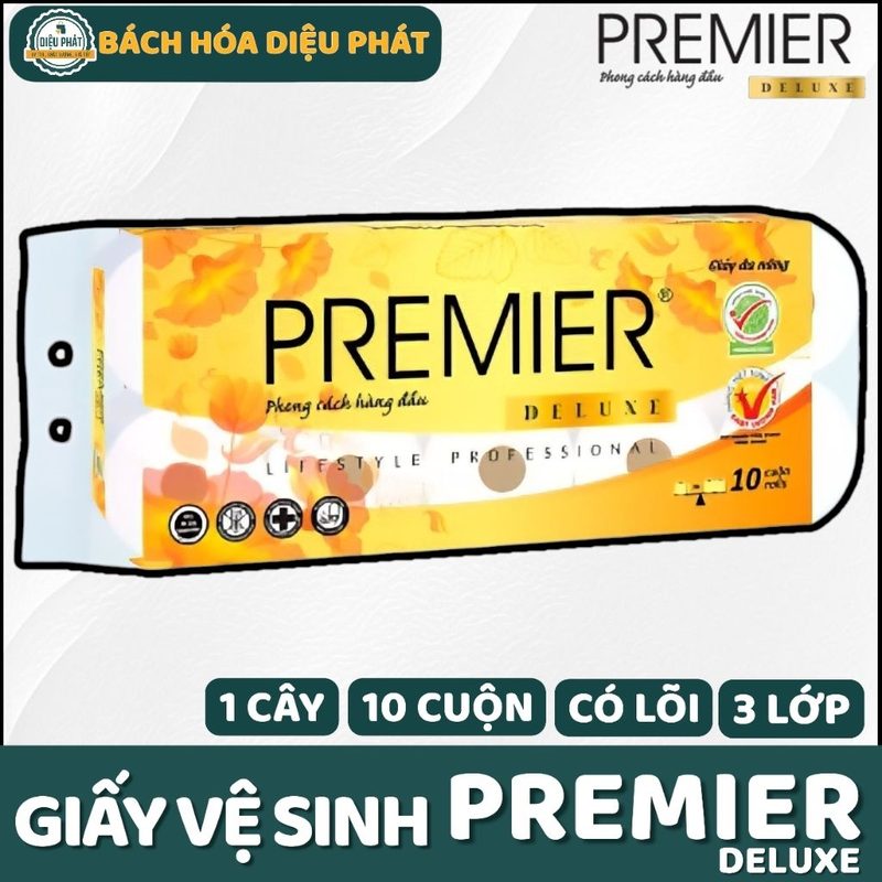 COMBO 4 Giấy Vệ Sinh Premier Deluxe 3 Lớp – Gói 10 Cuộn Trắng, Không Mùi, Thấm Hút Tốt