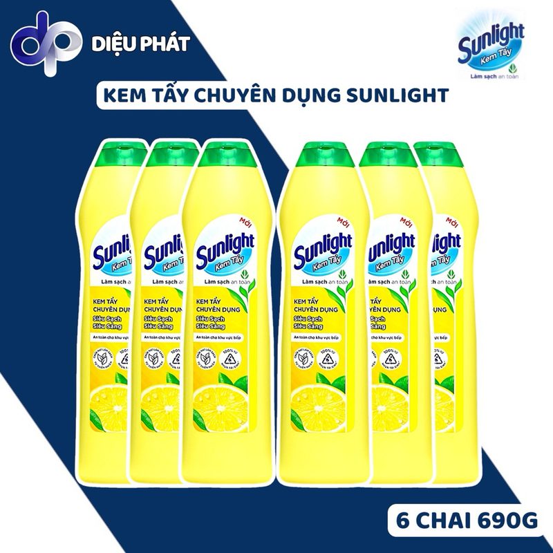 COMBO 6 Kem Tẩy Đa Năng Chuyên Dụng Sunlight Chai 690G Siêu Làm Sạch Siêu Sáng
