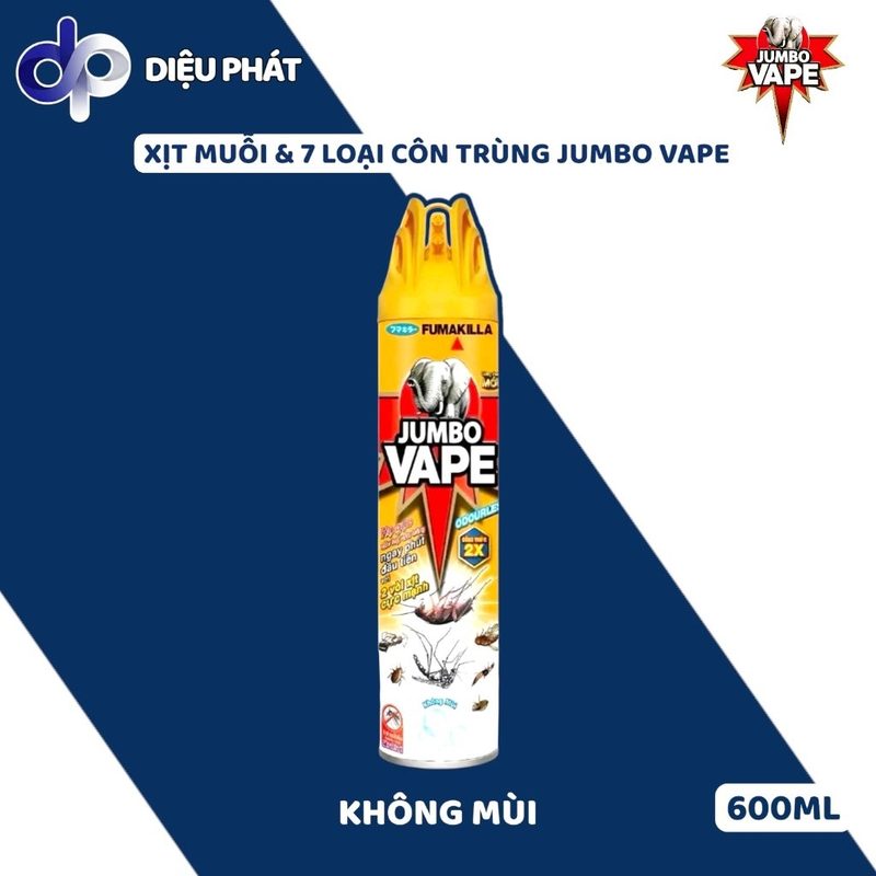 Ảnh 5 của Thùng Xịt Côn Trùng JUMBO VAPE Chai 600ML - Cam Chanh, Không Mùi, Lavender, Hoa Lài, Hoa & Trà