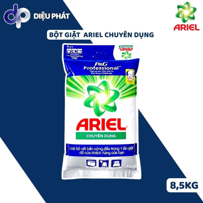 COMBO Bột Giặt Ariel Chuyên Dụng Túi 8,5Kg - Công Nghệ Hạt Năng Lượng Xoáy Bay Vết Bẩn