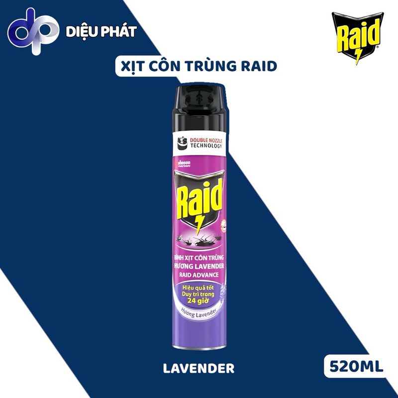 Ảnh 2 của Thùng Xịt Côn Trùng Raid 520ml – Không Mùi / Cam Chanh / Lavender | Hỗ Trợ Đuổi Muỗi, Côn Trùng