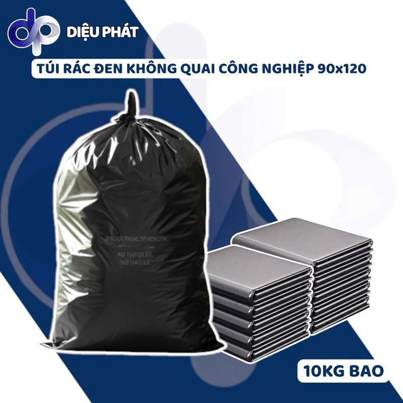 COMBO 10KG Túi Rác Đen Công Nghiệp 90x120 Không Quai 1KG 7 - 9 Cái Vừa Thùng 120L Dày Dặn Chịu Tải Cao