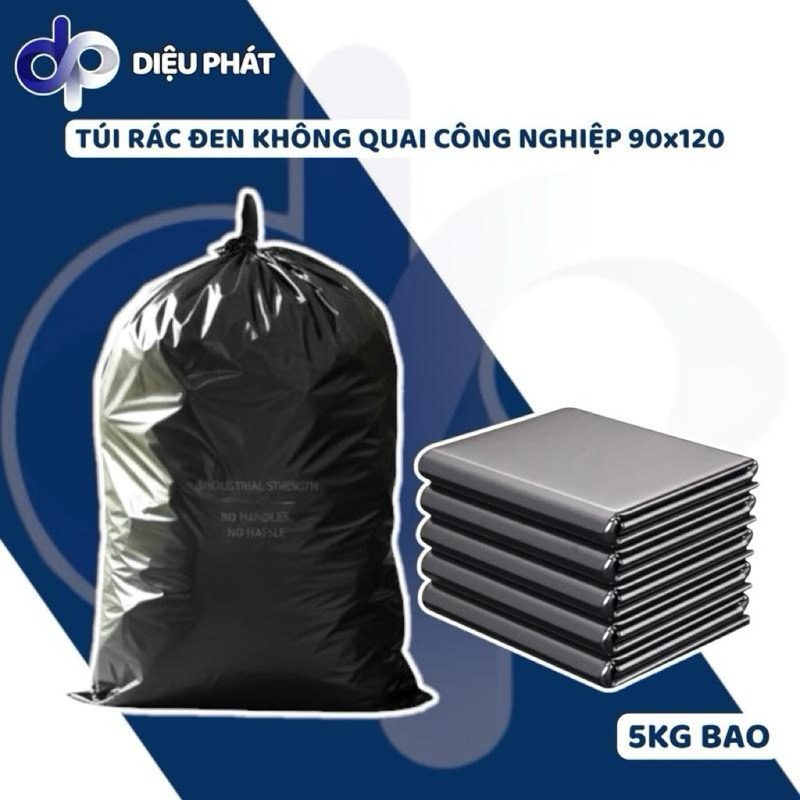 COMBO 5KG Túi Rác Đen Công Nghiệp 90x120 Không Quai 1KG 7 - 9 Cái Vừa Thùng 120L Dày Dặn Chịu Tải Cao