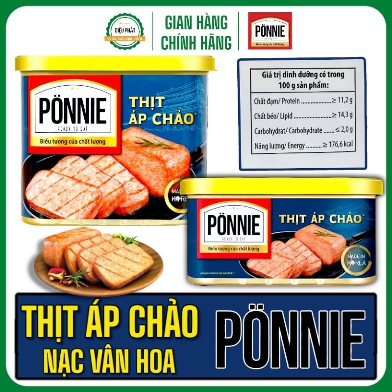 COMBO 2 Thịt Áp Chảo PONNIE Hộp 340G - Phá Đảo Cơm Nóng, Bảo Quản Tự Nhiên Từ Cần Tây - Thịt Hộp