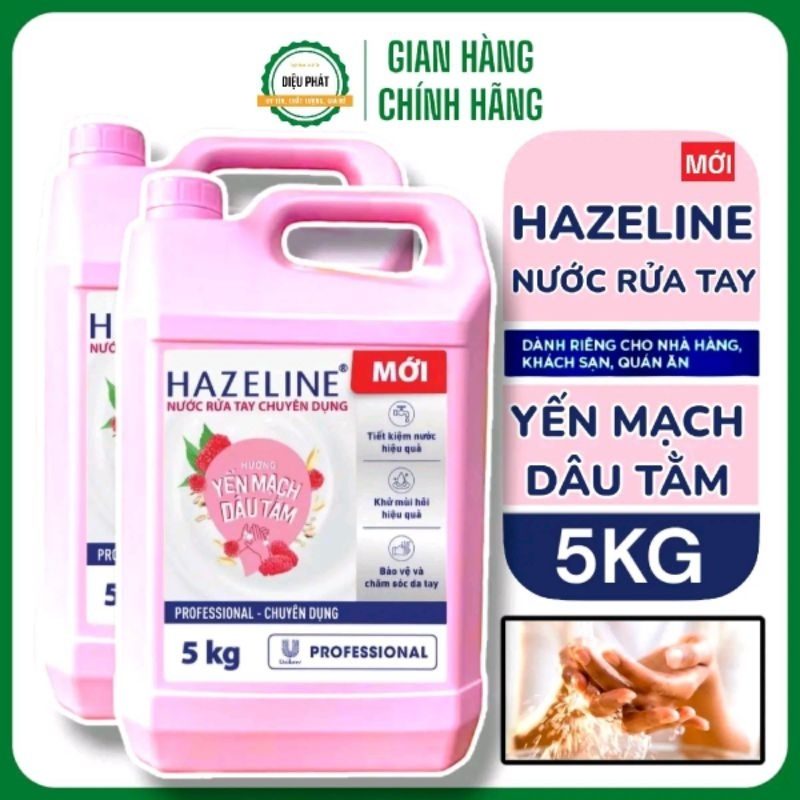 COMBO 2 Nước Rửa Tay Hazeline Hương Yến Mạch & Dâu Tằm Can 5KG - Chuyên Dụng Cho Quán Ăn, Nhà Hàng, Khách Sạch, Công Ty