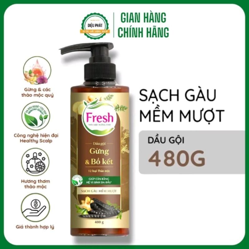 Dầu Gội Fresh Thảo Mộc Dưỡng Sinh - Chắc Khỏe Bồng Bềnh & Sạch Gàu Mềm Mượt 480g
