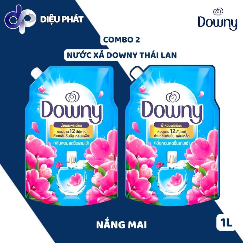 COMBO Nước Xả Vải Thái Lan Downy Nắng Mai Túi 1L - Hương Nắng Sớm Thơm Lâu, Khử Mùi Ẩm Mốc