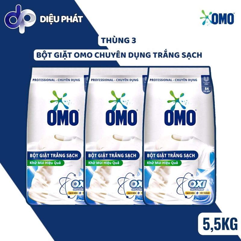 Ảnh 2 của Thùng Bột Giặt OMO Chuyên Dụng OXI PRO-POWER 5,5KG - Trắng Sạch, Tẩy Vết Bẩn, Khử Mùi Hiệu Quả