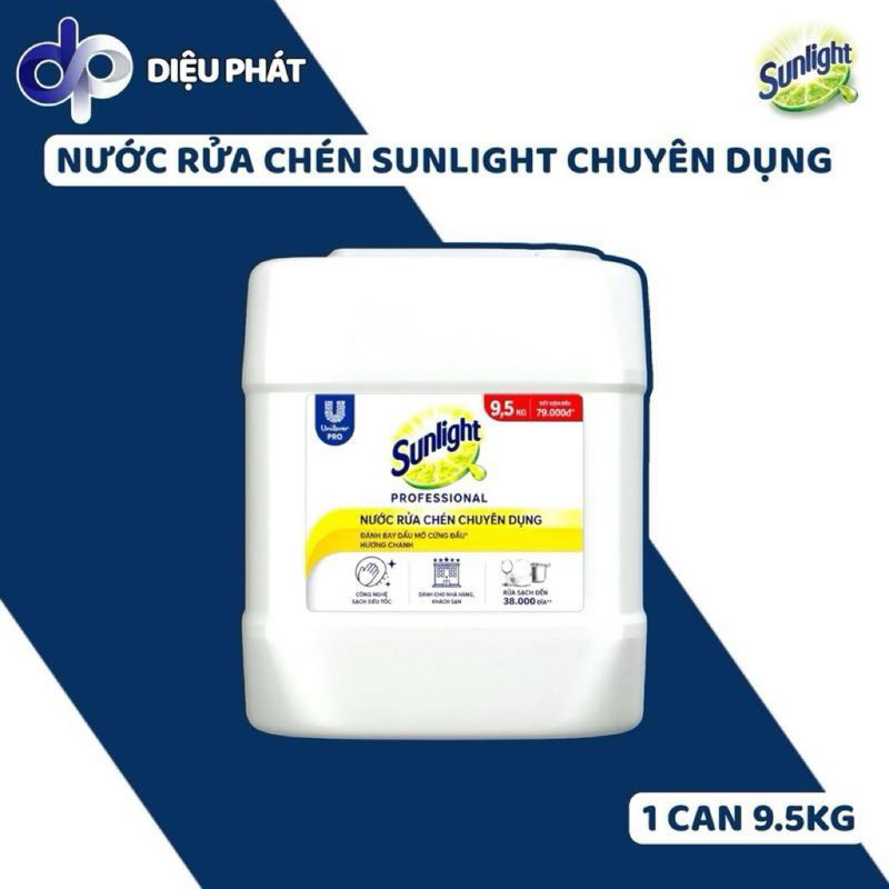 Nước Rửa Chén Sunlight Chanh 100 Can 9,5Kg - Chuyên Dụng Làm Sạch Cho Nhà Hàng, Quán Ăn