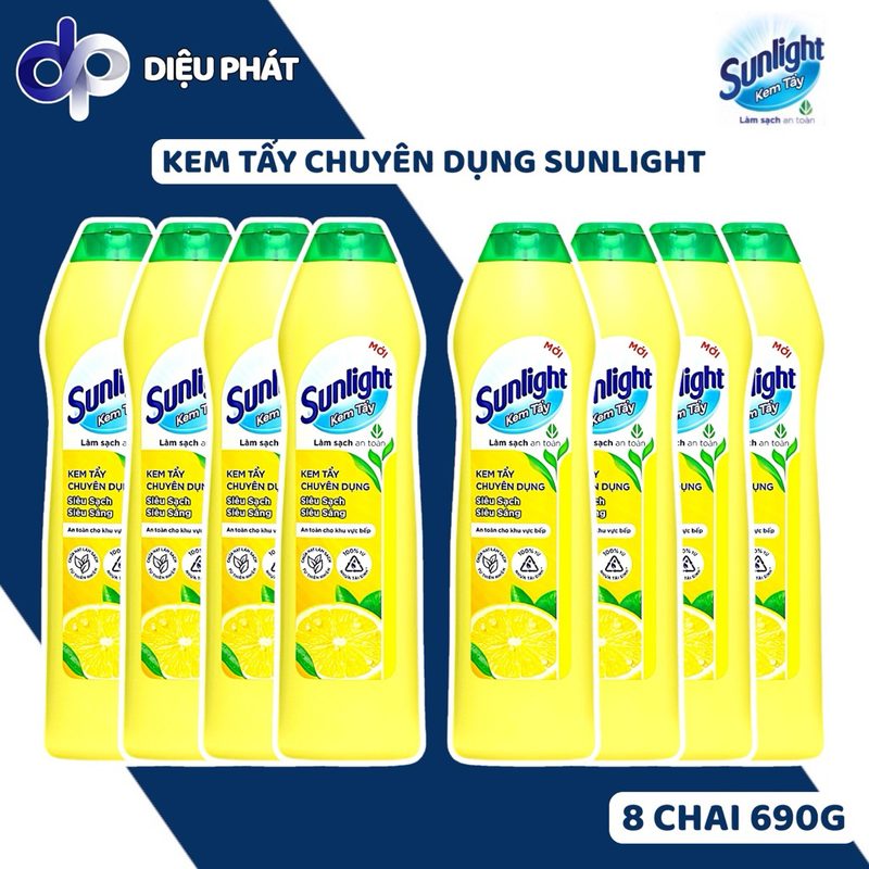 COMBO 8 Kem Tẩy Đa Năng Chuyên Dụng Sunlight Chai 690G Siêu Làm Sạch Siêu Sáng