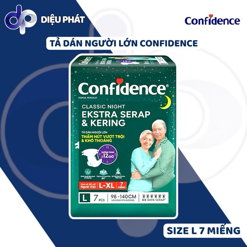 COMBO Tã Dán Người Lớn Confidence Size M/L 8 Miếng Khô Thoáng Thấm Hút Vượt Trội 6X