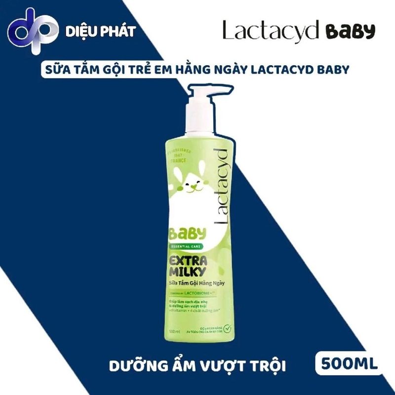 Ảnh 3 của COMBO Sữa Tắm Gội Cho Bé Lactacyd Baby 500ML Gentle Care Extra Milky Active Play Giảm Rôm Sảy
