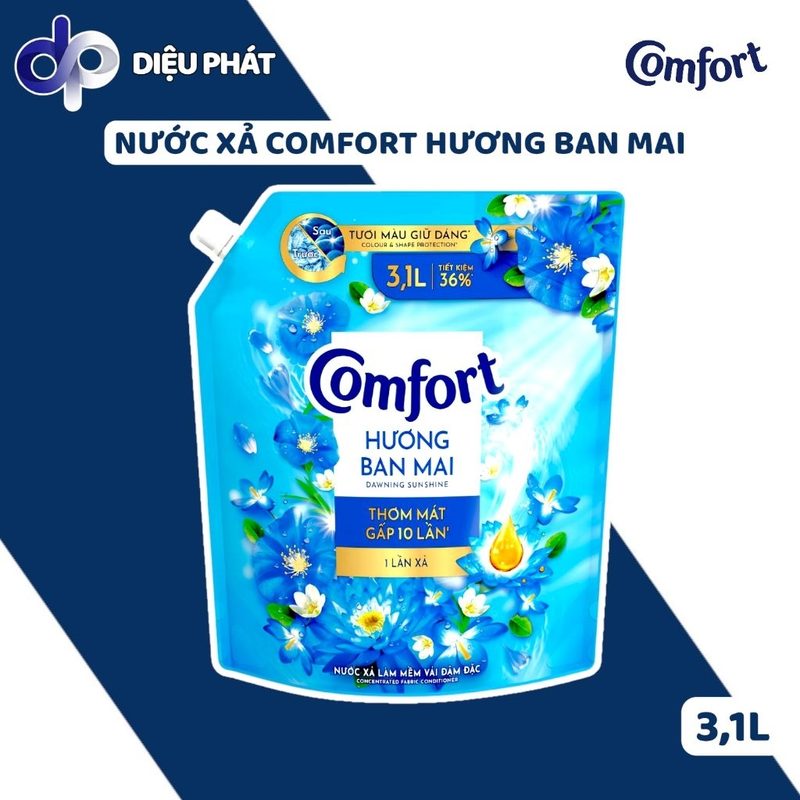 Nước Xả Vải Comfort Giữ Màu Một Lần Xả Hương Ban Mai Túi 3.1L