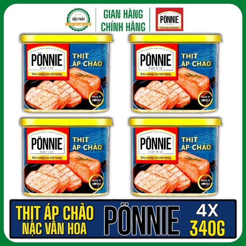 Ảnh 2 của COMBO 4 Thịt Áp Chảo PONNIE Hộp 340G - Phá Đảo Cơm Nóng, Bảo Quản Tự Nhiên Từ Cần Tây - Thịt Hộp