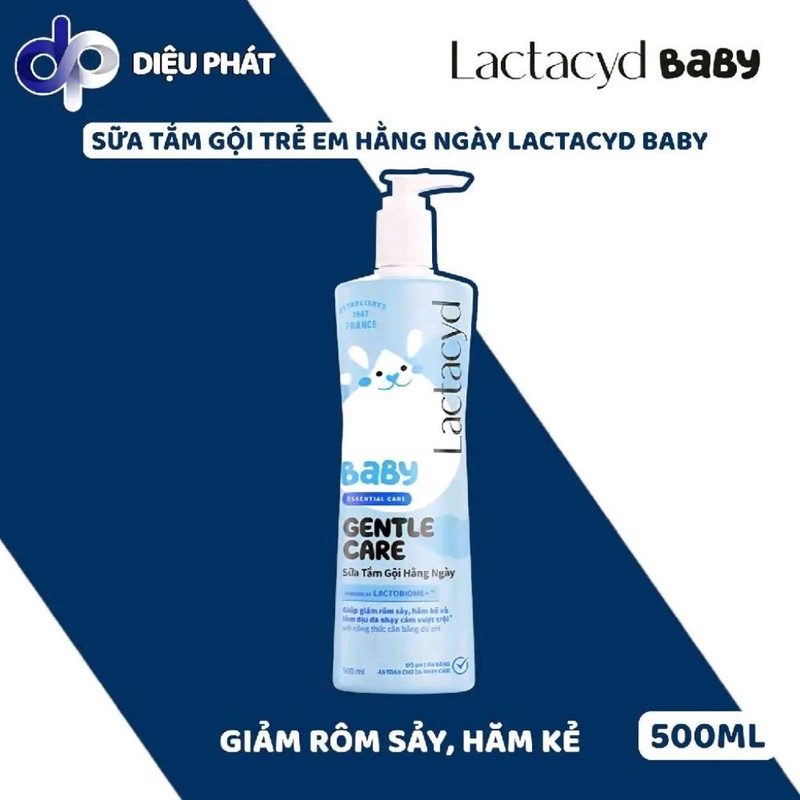 COMBO Sữa Tắm Gội Cho Bé Lactacyd Baby 500ML Gentle Care Extra Milky Active Play Giảm Rôm Sảy
