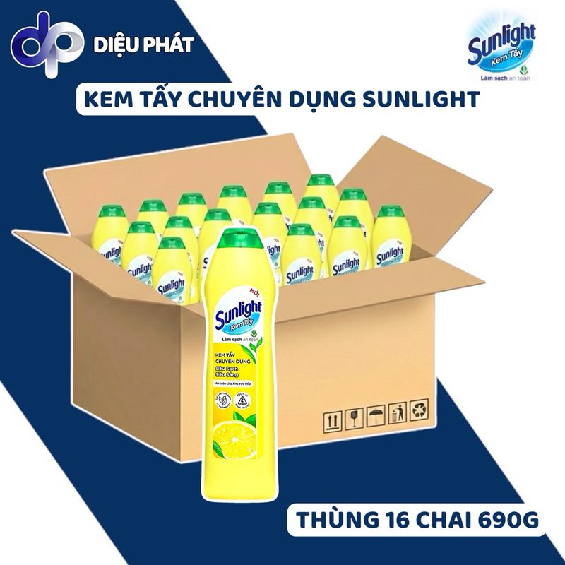 Thùng 16 Kem Tẩy Đa Năng Chuyên Dụng Sunlight (Phiên Bản Từ Cif) Siêu Làm Sạch Siêu Sáng Chai 690g