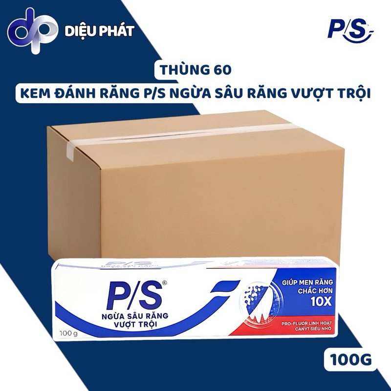 Thùng Kem Đánh Răng P/S Ngừa Sâu Răng Vượt Trội 100g - Trắng Răng