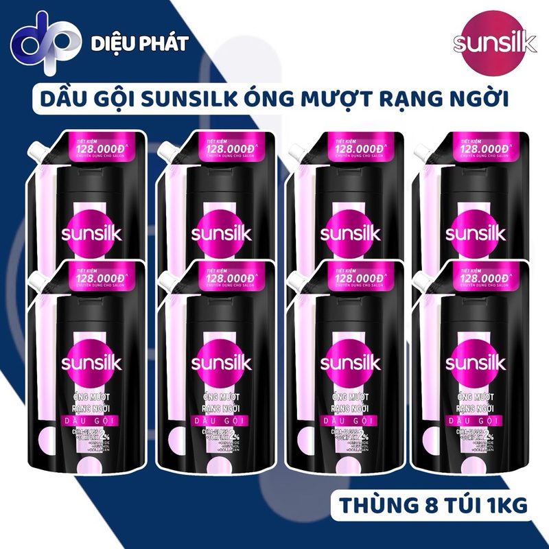 Thùng 8 Dầu Gội Sunsilk Bồ Kết Óng Mượt Rạng Ngời Túi 1KG Tiết Kiệm