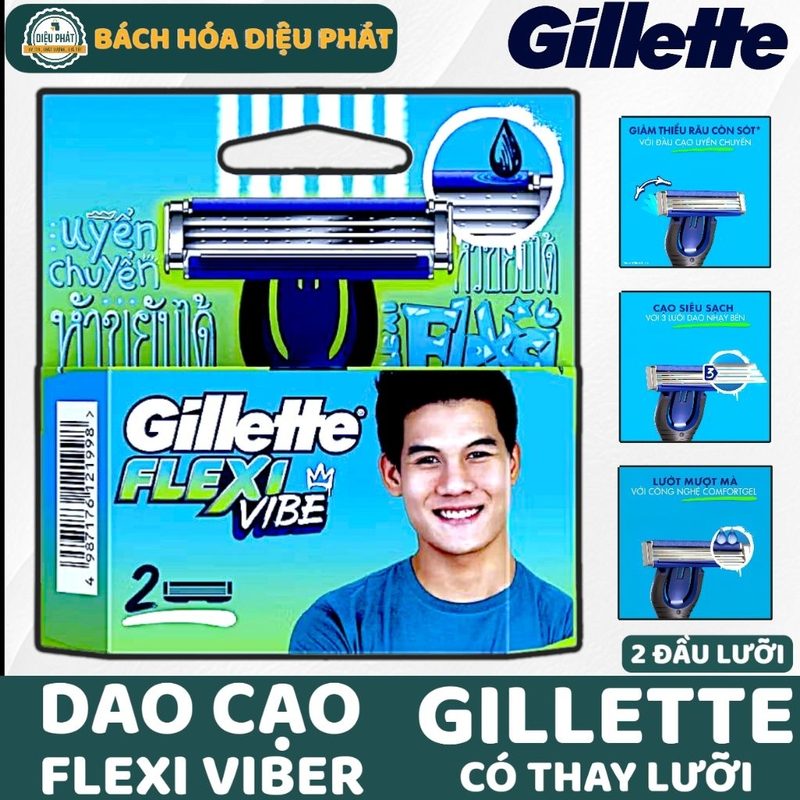 Ảnh 2 của Dao Cạo Râu Gillette Flexi Vibe 1 Cán + 4 Đầu Lưỡi – Lưỡi 3 Lớp, Dải Gel Bôi Trơn Êm Ái