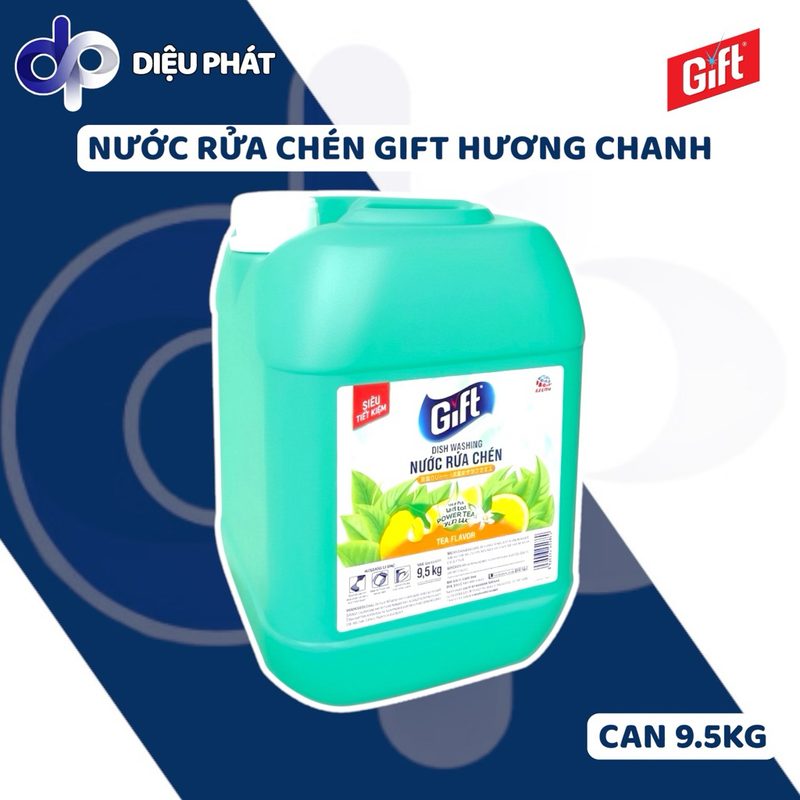 Nước Rửa Chén Gift Hương Chanh Can 9.5KG Sạch Bóng Khử Mùi