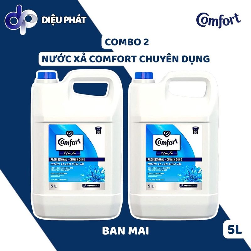 COMBO Nước Xả Comfort Chuyên Dụng Đậm Đặc 1 Lần Xả Hương Ban Mai 5KG - Giặt Ủi Nhà Hàng Khách Sạn