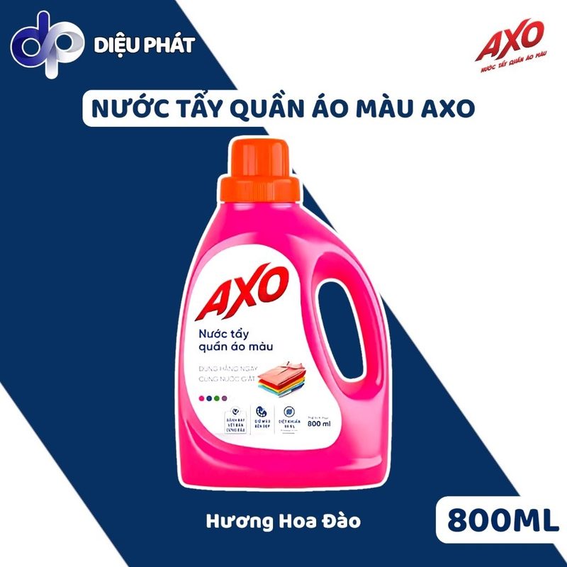 Ảnh 5 của COMBO Nước Tẩy Làm Sạch Quần Áo Giữ Màu AXO Hương Hoa Đào, Tươi Mát, Thông Xanh, Oải Hương, Thanh Khiết 800ML