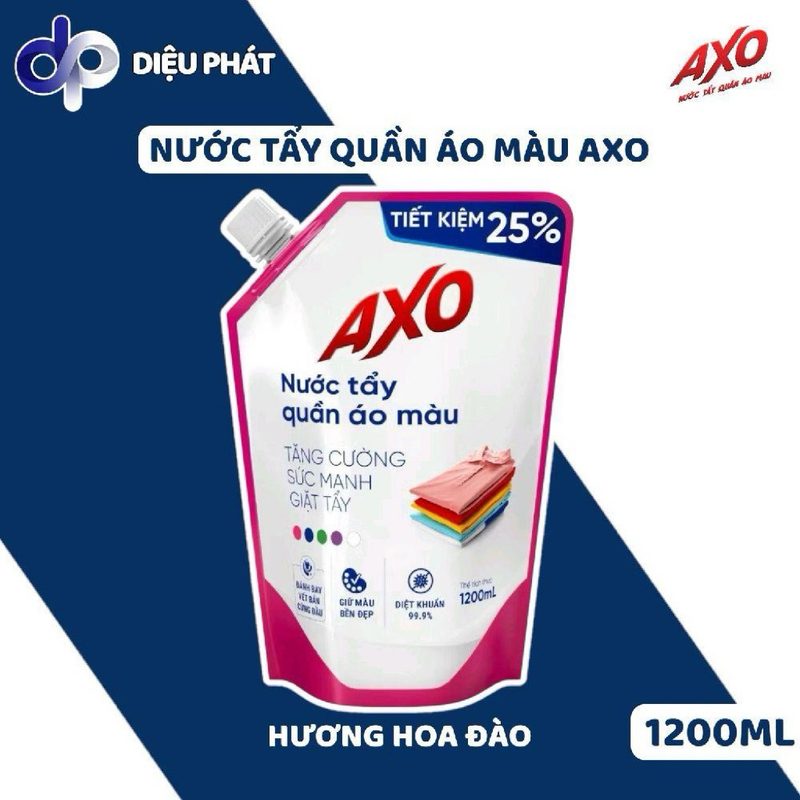 Thùng 8 Nước Tẩy Quần Áo Màu AXO Hoa Anh Đào & Thanh Khiết Túi 1200ml