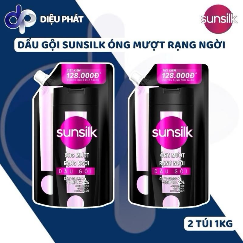 COMBO 2 Dầu Gội Sunsilk Đen Bồ Kết Óng Mượt Rạng Ngời Túi 1KG Tiết Kiệm