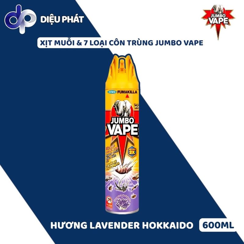 Ảnh 2 của Thùng Xịt Côn Trùng JUMBO VAPE Chai 600ML - Cam Chanh, Không Mùi, Lavender, Hoa Lài, Hoa & Trà