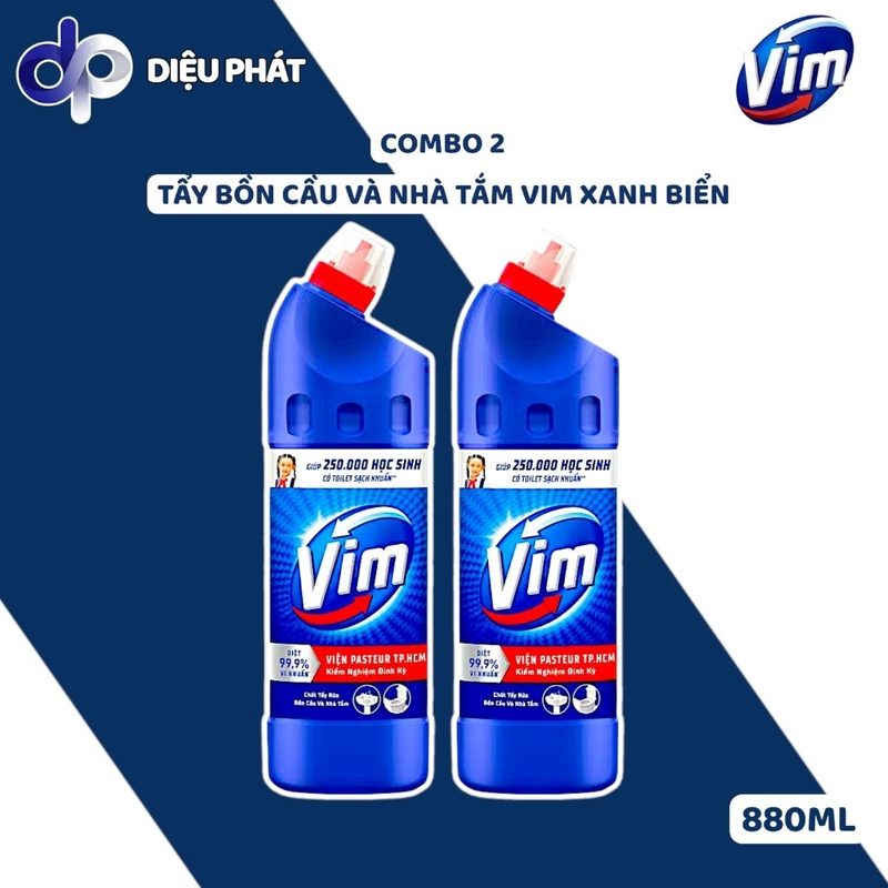 Ảnh 2 của COMBO Nước Tẩy Bồn Cầu Vim Diệt Khuẩn Xanh Biển Làm Sạch Toilet Nhanh, Hiệu Quả Chai 880ML