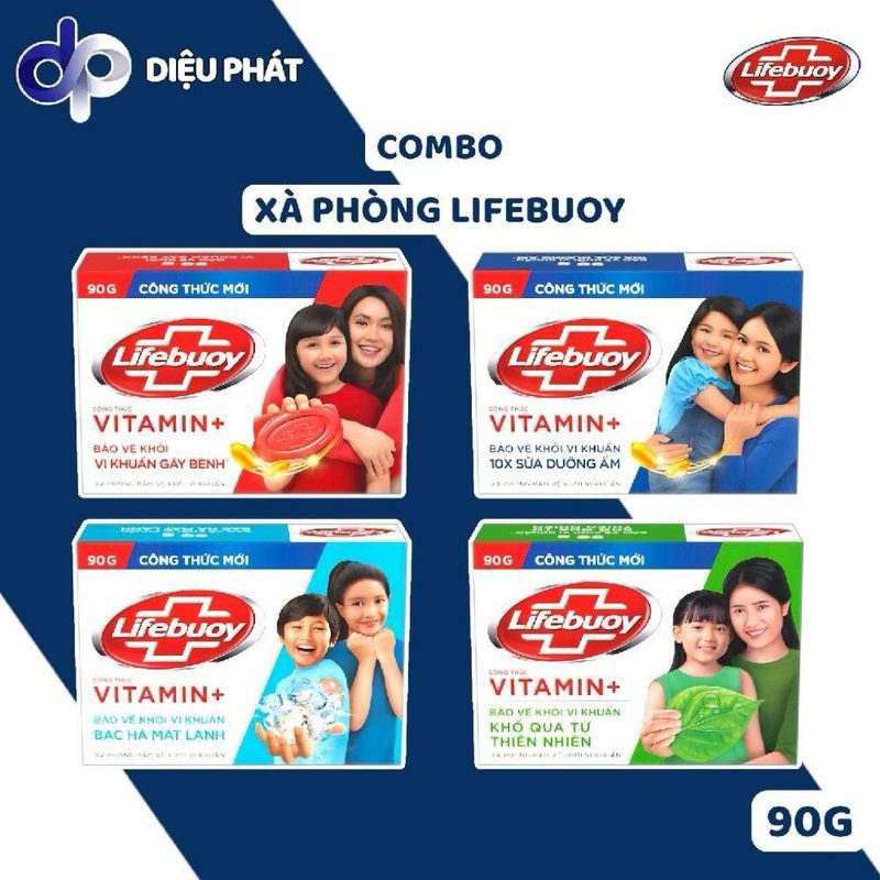 Ảnh 2 của COMBO Xà Bông Cục Lifebuoy 90g - Bảo Vệ Vượt Trội, Sữa Dưỡng Ẩm, Khổ Qua, Bạc Hà Mát Lạnh - Xà Phòng