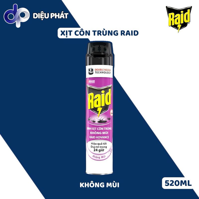 Ảnh 4 của Thùng Xịt Côn Trùng Raid 520ml – Không Mùi / Cam Chanh / Lavender | Hỗ Trợ Đuổi Muỗi, Côn Trùng